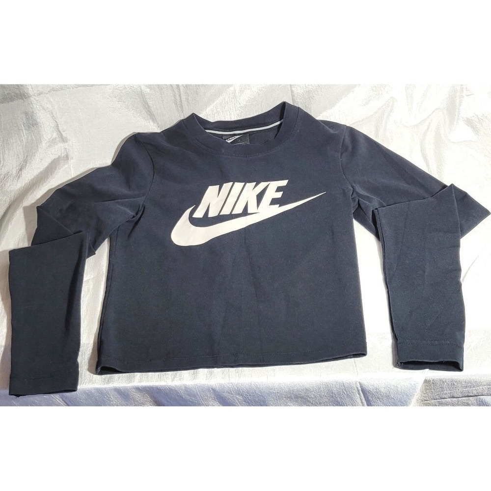 Women's Nike Long Sleeve Crop Top‎ Activewear T-Shirt - Black - Size Small